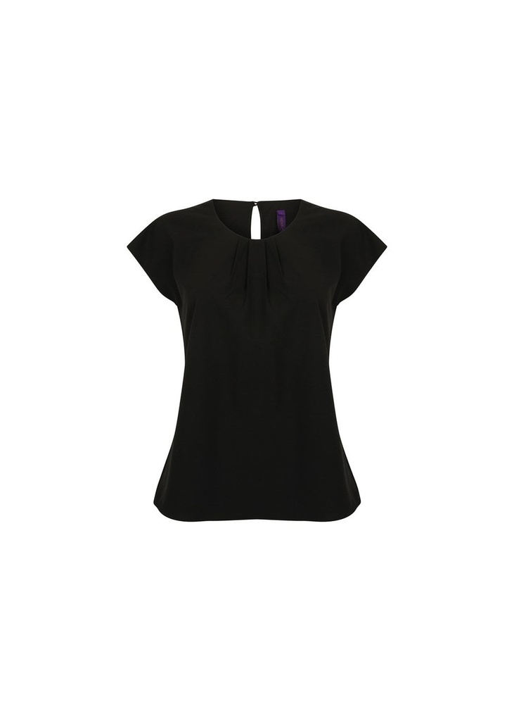 Henbury Women's Pleat Front Short Sleeve Blouse HB597