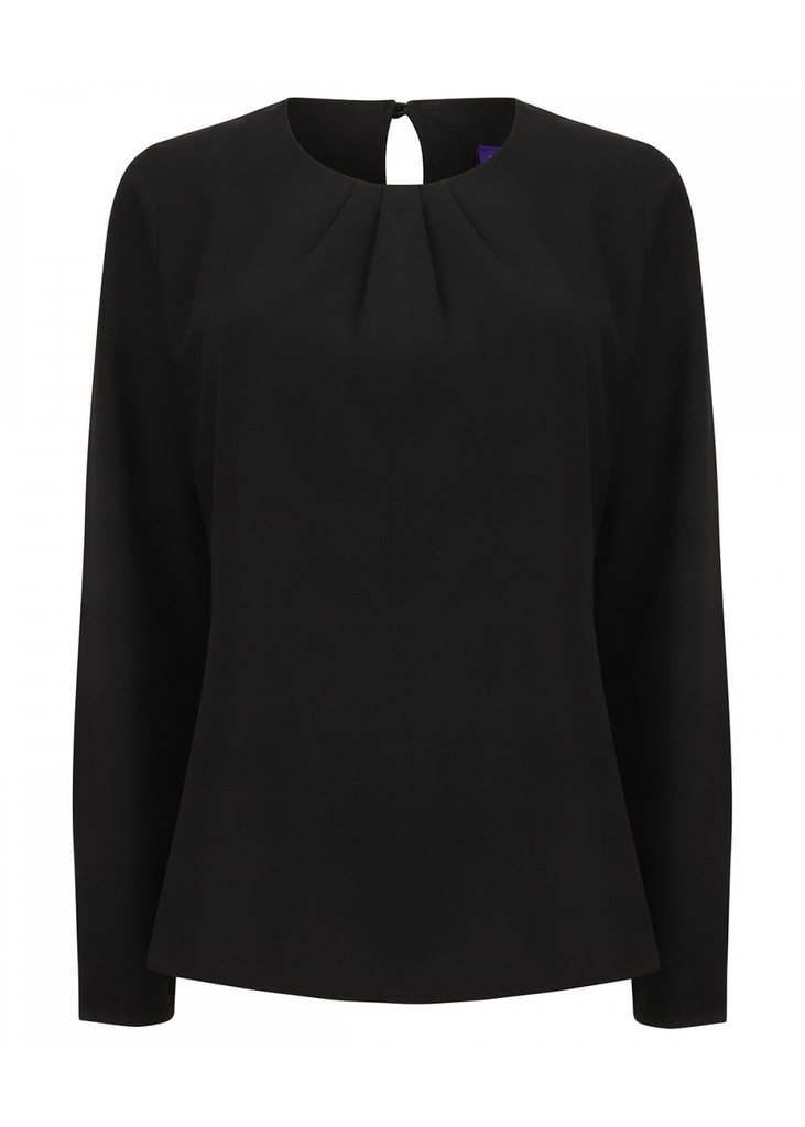 Henbury Womens Pleat Front Long Sleeve Blouse HB598