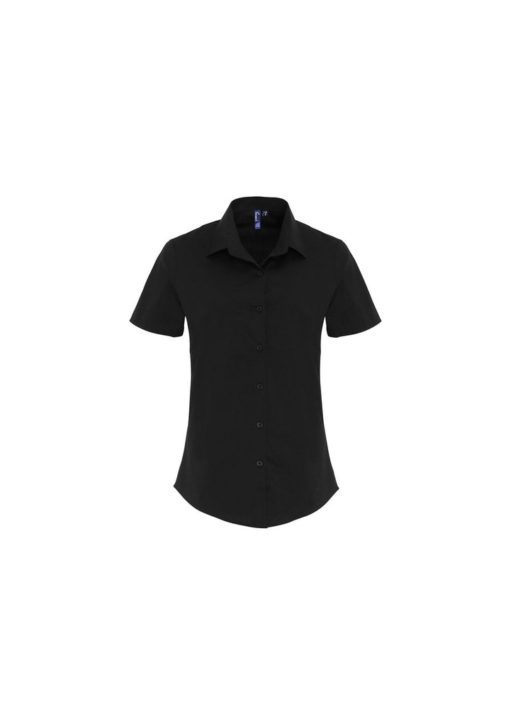 Premier Womens Stretch Fit Cotton Poplin Short Sleeve Blouse PR346