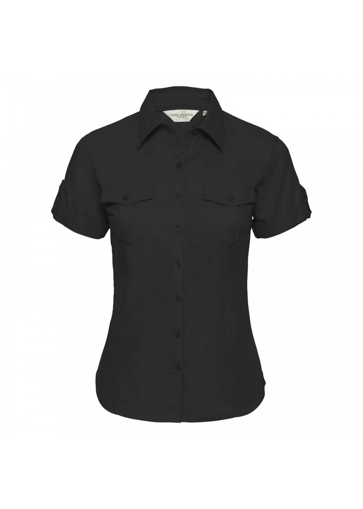 Russell Collection Ladies Roll Short Sleeve Fitted Twill Shirt R919F