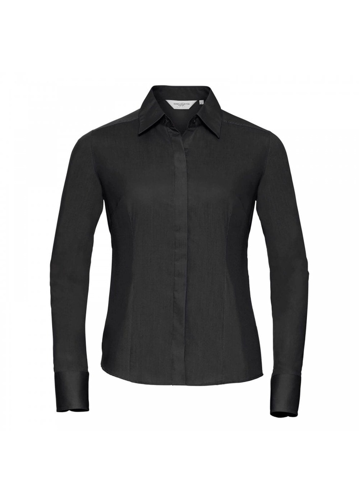 Russell Collection Ladies Long Sleeve Fitted Polycotton Poplin Shirt R924F
