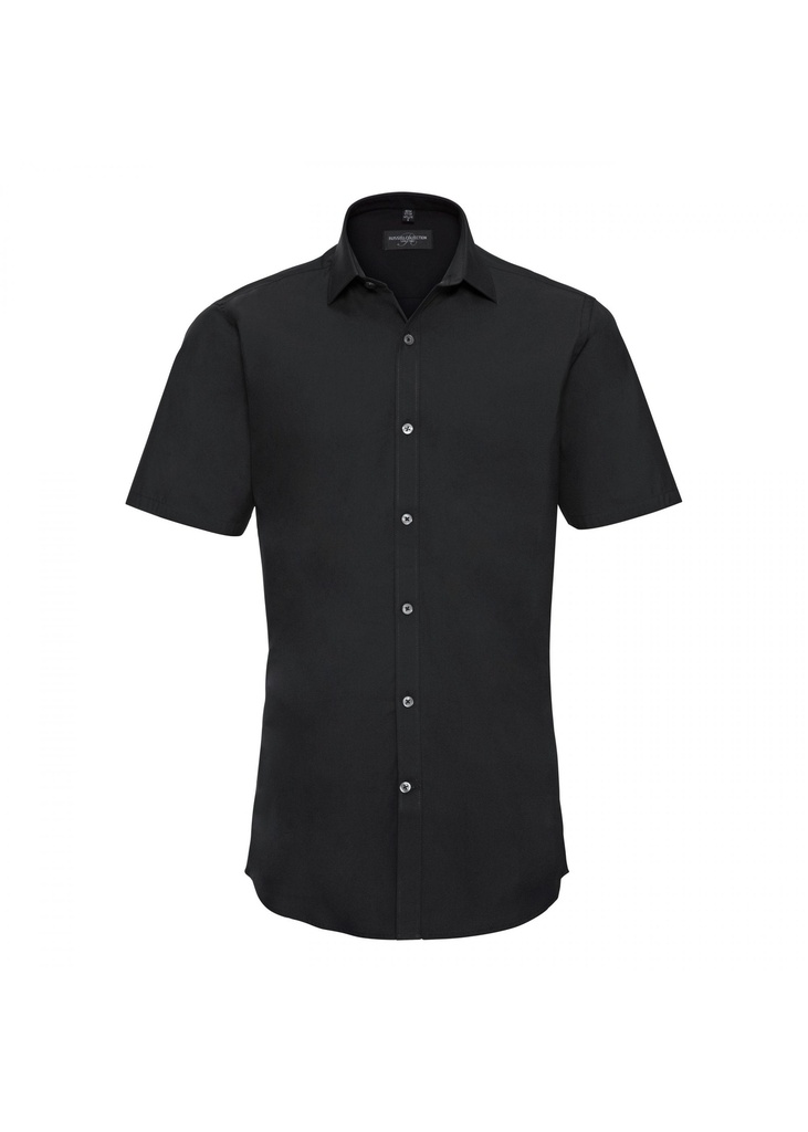 Russell Collection Mens Short Sleeve Fitted Ultimate Stretch Shirt R961M
