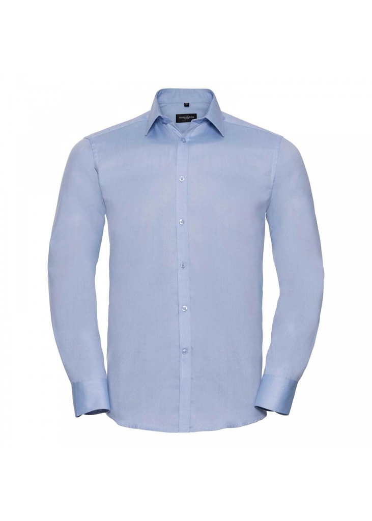 Russell Collection Mens Long Sleeve Tailored Herringbone Shirt R962M