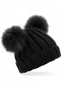 Beechfield Junior Faux Fur Double Pom Pom Beanie B414B