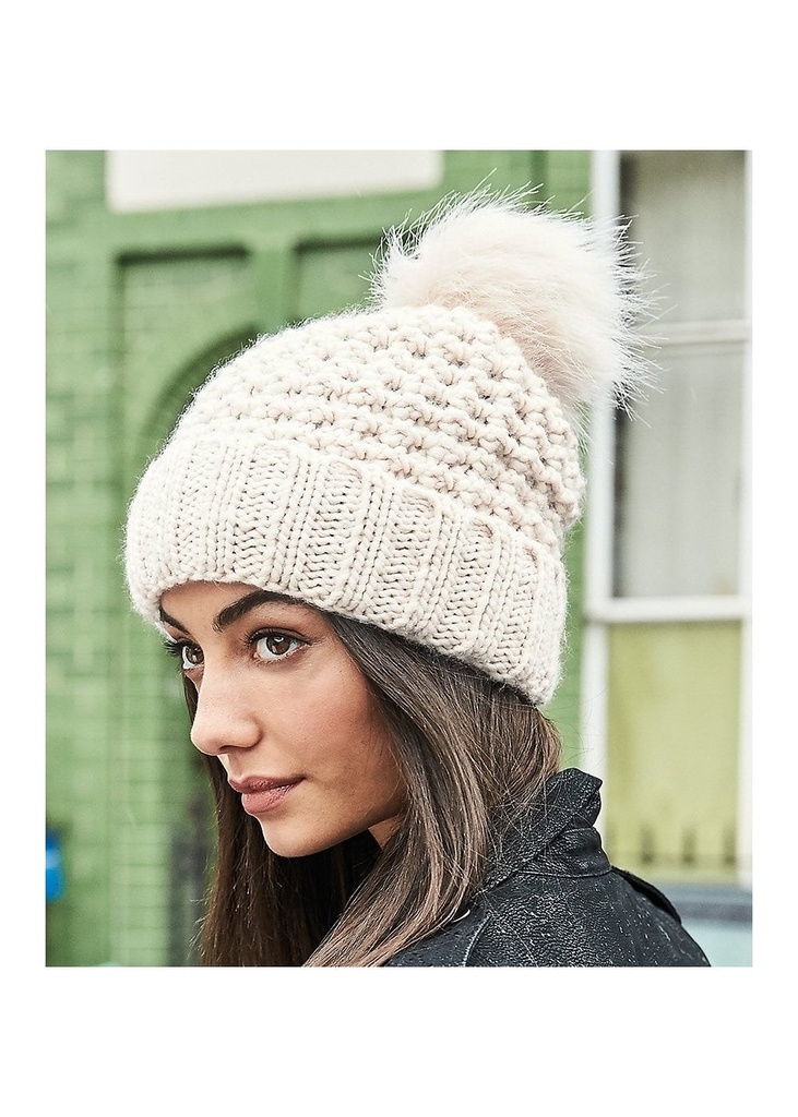 Beechfield Popcorn Fur Pop Pom Beanie B415