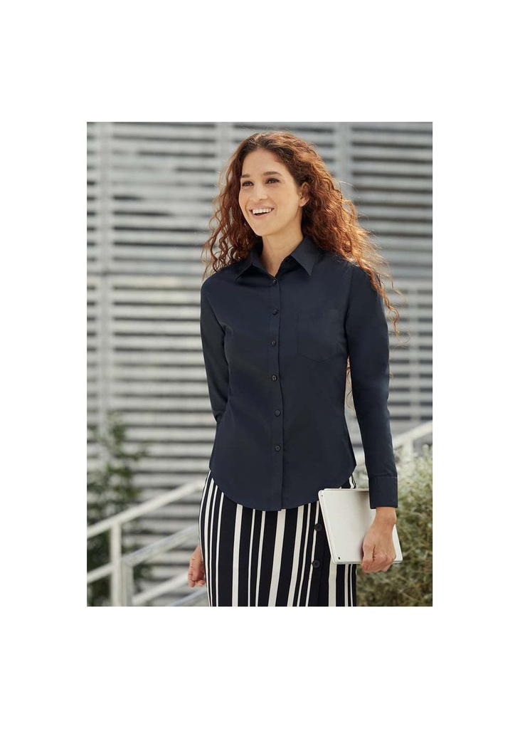 Fruit Of The Loom Lady Fit Poplin Long Sleeve Shirt 65012