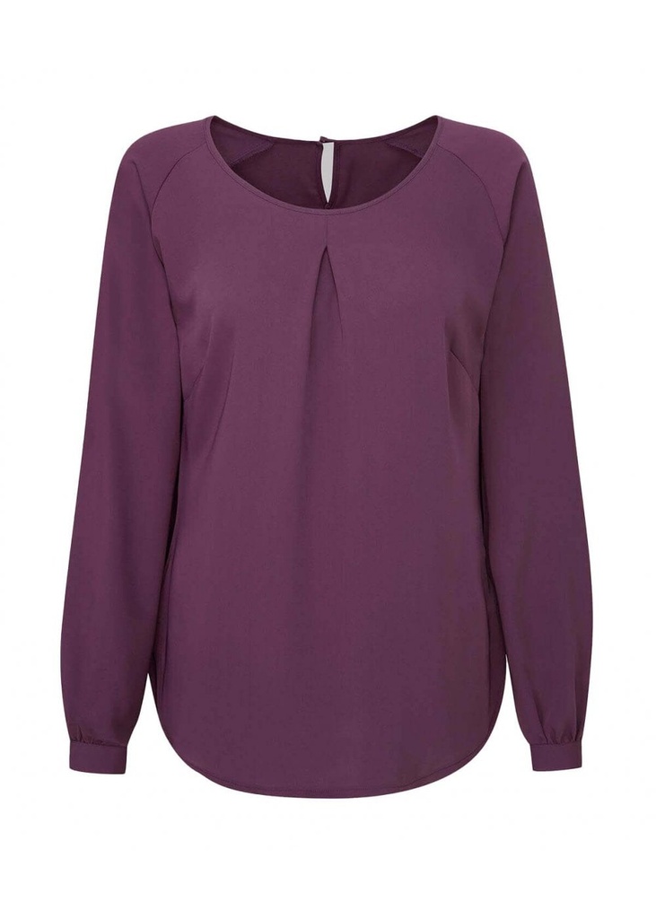 Disley Mona Round Neck Long Sleeve Work Blouse DS_MO5LS